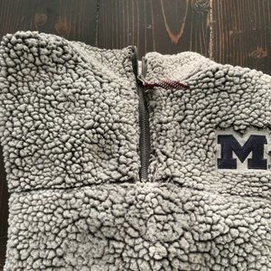 Lightly Used Women's 1/4 Zip Michigan Wolverines Faux Fur Fleece